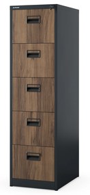 Kovová kartotéka, 5 zásuviek SARA V5, 460 x 1630 x 620 mm, Eco Design: antracitová/ orech