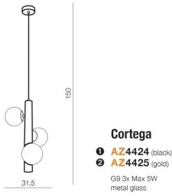 Industriálny luster Cortega čierne
