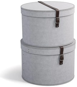 Svetlosivé kartónové úložné boxy s vekom v súprave 2 ks ø 37,5x25,5 cm Rut – Bigso Box of Sweden