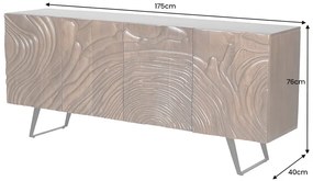 Komoda FLUID 175 cm 3D akáciové drevo orech hnedá