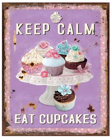Fialová nástenná kovová ceduľa Cupcakes - 20*1*25 cm