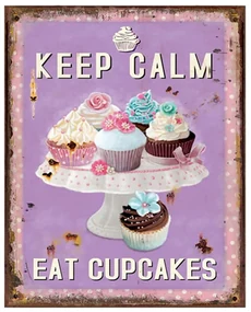 Fialová nástenná kovová ceduľa Cupcakes - 20*1*25 cm