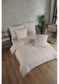 Béžové damaškové obliečky na dvojlôžko 200x200 cm Kareli – Mijolnir