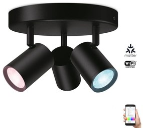 WiZ WiZ - LED RGBW Stmievateľné bodové svietidlo IMAGEO 3xGU10/4,9W/230V čierna Wi-Fi WI0070