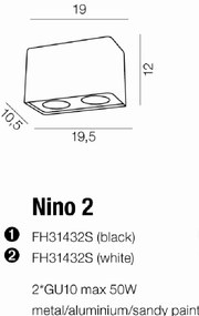 Moderné svietidlo AZZARDO NINO 2 black/alu AZ1385