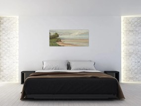 Obraz - Jean-Baptiste-Camille Corot, Beach Near Etretat, reprodukcia (120x50 cm)