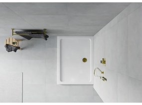 Sprchová vanička MEXEN FLAT so zlatým sifónom 110 x 80 cm biela