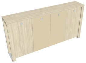 Stredná šatníková skriňa Verno+ S 260 x 46 x 130 cm, kombinované dvere, agát / vanilka