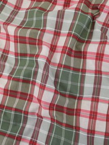 Vianočná bavlnená obliečka na vankúš Renforcé 50 × 70 cm - Káro zelené