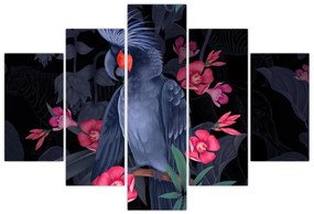 Obraz - Papagáj medzi kvetmi (150x105 cm)