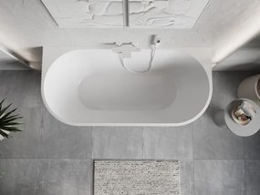 Mexen Oris, voľne stojaca ryhovaná vaňa 170 x 80 cm, biela-šedá, biely prepad, 52871708062-20