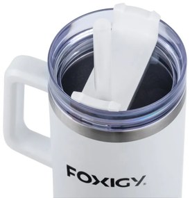 Foxigy Termohrnček do auta so slamkou 1200 ml White
