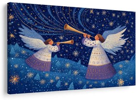 Obraz vianoční anjeli v zimnej noci