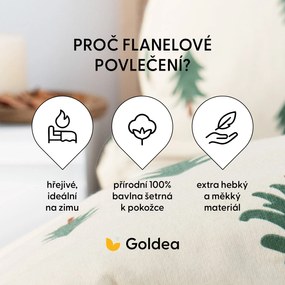 Goldea vianočné flanelové posteľné obliečky - stromčeky na režnom 140 x 200 a 70 x 90 cm