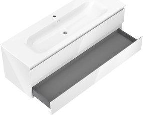 Mexen Orio, kúpeľňová skrinka 140 cm s umývadlom Vela, 2 zásuvky, biela lesklá, 91A10-14047-2-BFF00-W23M00