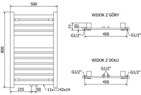 Mexen Uran, vykurovacie teleso 800x500 mm, 283 W, chrómová, W105-0800-500-00-01