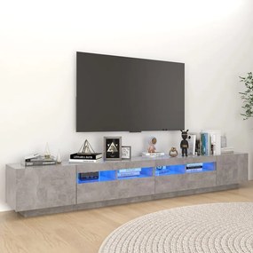 TV skrinka s LED svetlami betónová sivá 260x35x40 cm