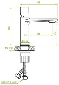 Laveo Tores, umývadlová batéria h-176, zlatá matná, LAV-BVT_G22D