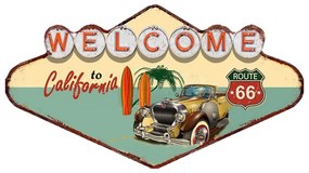 Kovová nástenná ceduľa Welcome To California - 49*1*27 cm