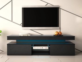 TV skrinka Lesteralo 2D 190 (čierna + lesk čierny) (s modrým LED osvetlením). Vlastná spoľahlivá doprava až k Vám domov. 1106178
