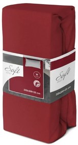 Bavlnené Jersey posteľné prádlo SOFT 160x200 cm + 25 cm červené