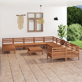 12-dielna záhradná sedacia súprava medovo-hnedá borovicový masív 3083322