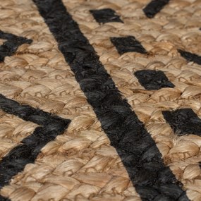 Flair Rugs, Kusový koberec Printed Jute Luis Natural/Black, 200x290, béžová, chodba / predsieň