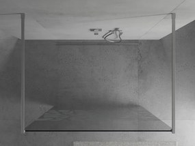 Mexen Kioto, priechodná sprchová zástena 100 x 200 cm, 8mm sklo číre/biely vzor, 2x chrómová stabilizačná rozpera, 800-100-002-01-85