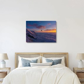 Sklenený obraz pri západe slnka, Mt. blanc (70x50 cm)