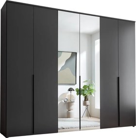 Šatníková skriňa so zrkadlami Kevo, 270 cm, grafitová