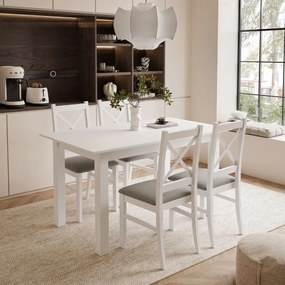 ROZKLÁDACÍ JEDÁLENSKÝ STÔL DANILO BIELY 140 / 195 cm + 4 STOLIČKY PAROS 02