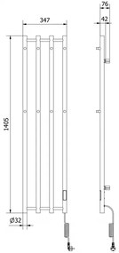 Mexen Pino, elektrické vykurovacie teleso s vešiakmi na uteráky 1405x347 mm, 250 W, čierna, W301-1405-347-00-70