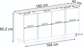 Dizajnová komoda Radegund 180 cm travertín