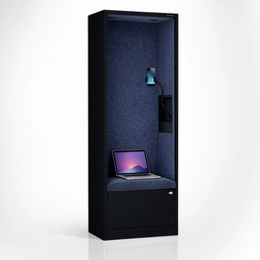 Akustická kabína SALLY MentalBox 600 mm – čierny korpus, tmavomodré sedadlo