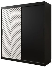 Skriňa Jodełka 180 čierna/biely/čierna