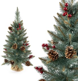 Vianočný stromček Smrek strieborný so šiškou a jarabinou 55 cm