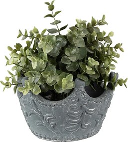 Sivý cementový kvetináč v tvare koruny - 18*17*12 cm