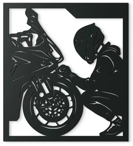 drevko Drevený obraz Motorkár a jeho vášeň Rozmer obrazu: 65 x 58,5 cm, Farba dekorácie: Čierna