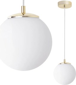 Závesné svietidlo Florence, 1x biele sklenené tienidlo, g