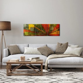 Obraz geometrické abstrakcie (s hodinami) (90x30 cm)