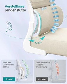 Kancelárske kreslo, ergonomická otočná stolička, priedušná, pieskovo béžová