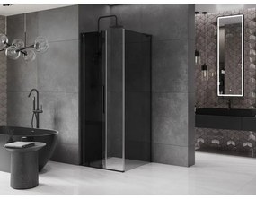Mexen Velar L, sprchový kút s posuvnými dverami 110 x 110 cm, 8mm šedé sklo, čierna matná, 871-110-110-43-70
