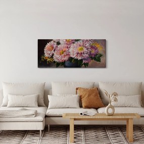 Obraz - Olejomaľba, Kvety vo váze (120x50 cm)