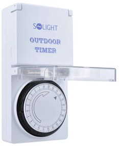 SOLIGHT vonkajšie denný časový spínač 230V/16A/IP44/3500W, biely