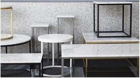 Mramorový konferenčný stolík s konštrukciou vo farbe mosadze RGE Accent, ⌀ 85 cm