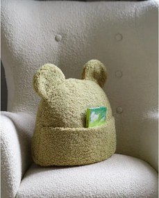 Zelený detský pohovkový vankúš z textílie buklé Teddy Pouch – Wigiwama