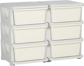HOMCOM Komoda so zásuvkami pre deti s úložným priestorom a úložnými boxmi, organizér na hračky, 6 úrovní do detskej izby, 3-6 rokov, detský nábytok, k