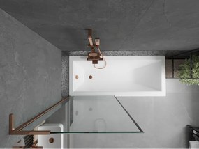Mexen Next L, 1-krídlová vaňová zástena 80 x 150 cm, 6mm číre sklo-čierny vzor, ružové zlato profil, 895-080-000-03-70-60