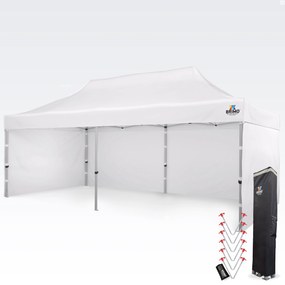BRIMO Nožnicový párty stan PREMIUM ALU 4x8 m s 3 stenami biely