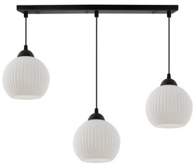 Závesné svietidlo Riffle Round, 3x biele sklenené tienidlo, b